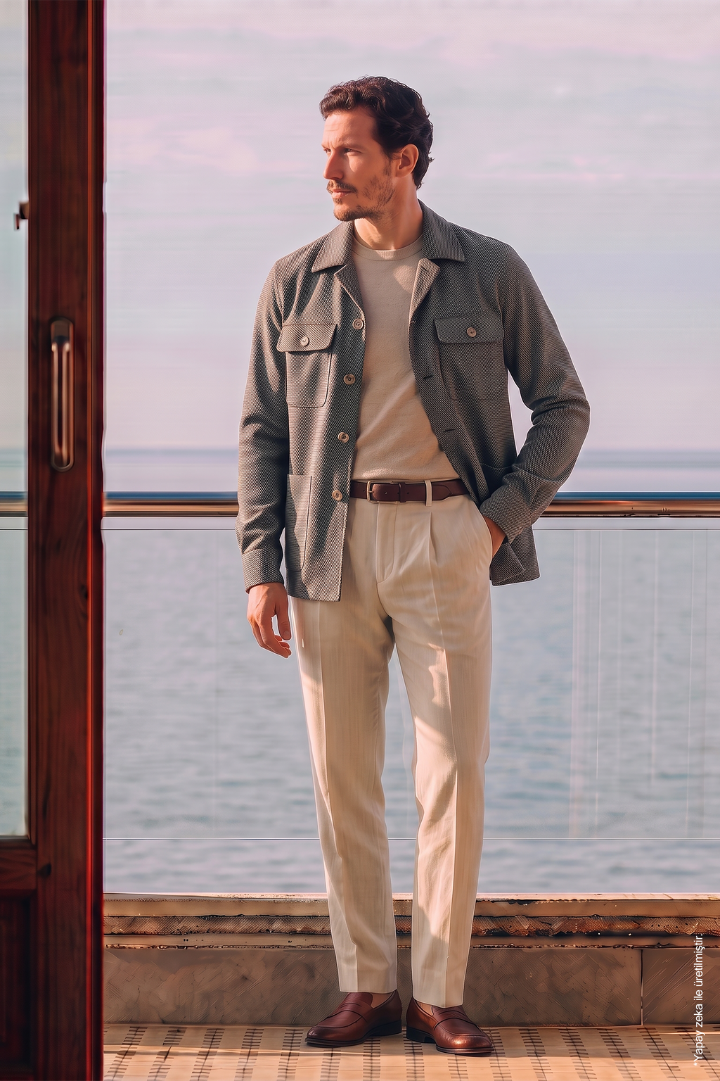 Antrasit Balıksırtı Pamuk Çift Cepli Erkek Overshirt