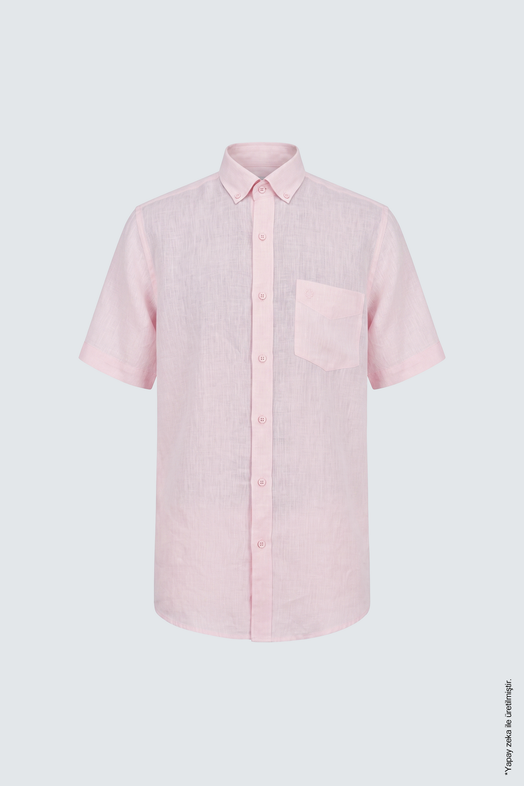 Pembe Keten Tek Cepli Kısa Kollu Regular Fit Erkek Gömlek