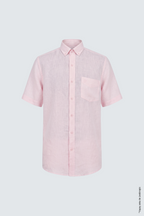 Pembe Keten Tek Cepli Kısa Kollu Regular Fit Erkek Gömlek