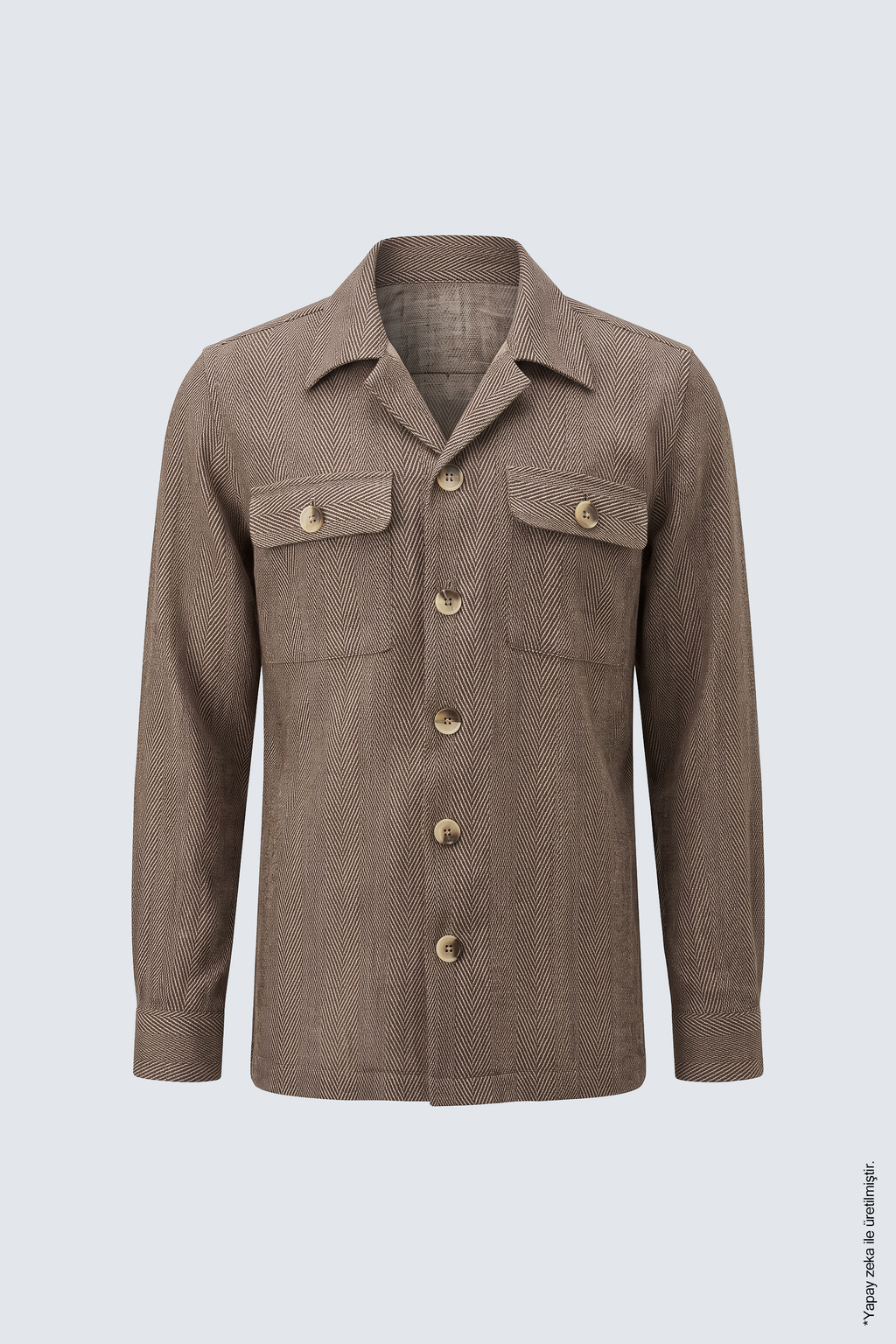 Vizon Balıksırtı Pamuk Dört Cepli Erkek Overshirt