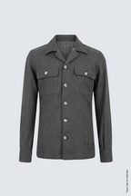 Antrasit Balıksırtı Pamuk Çift Cepli Erkek Overshirt