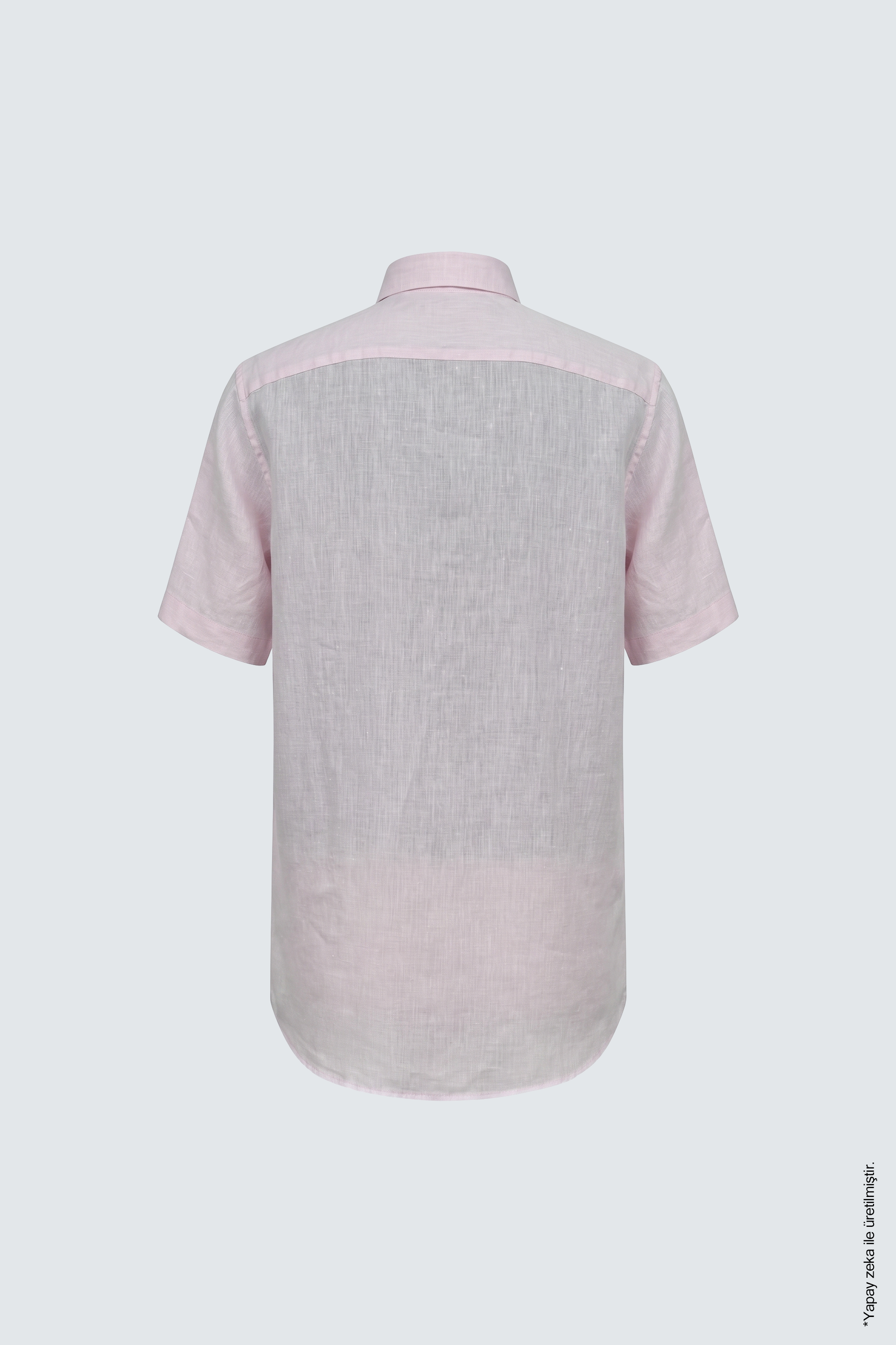 Pembe Keten Tek Cepli Kısa Kollu Regular Fit Erkek Gömlek