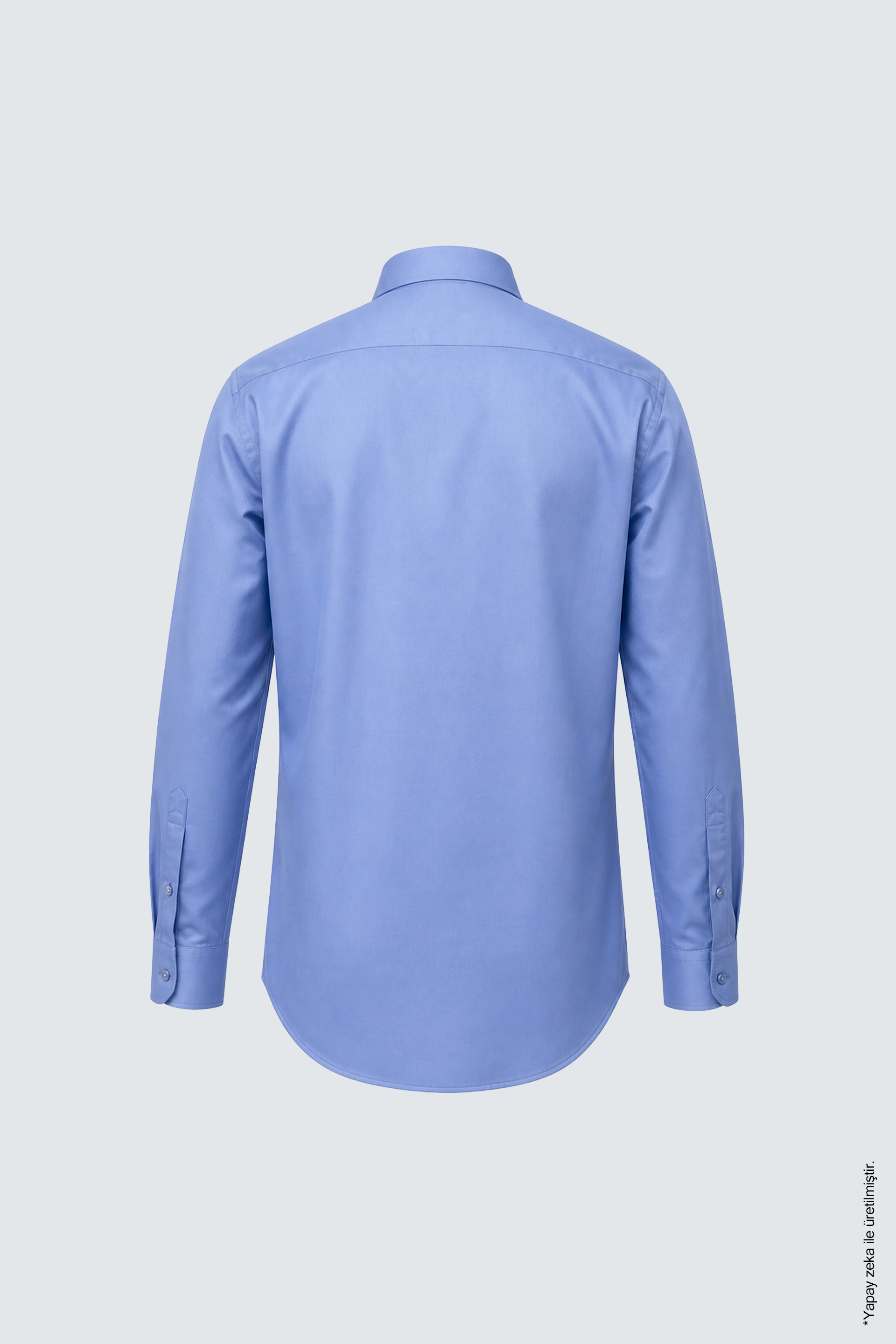 Non-Iron Mavi Uzun Kollu Pamuk Erkek Gömlek