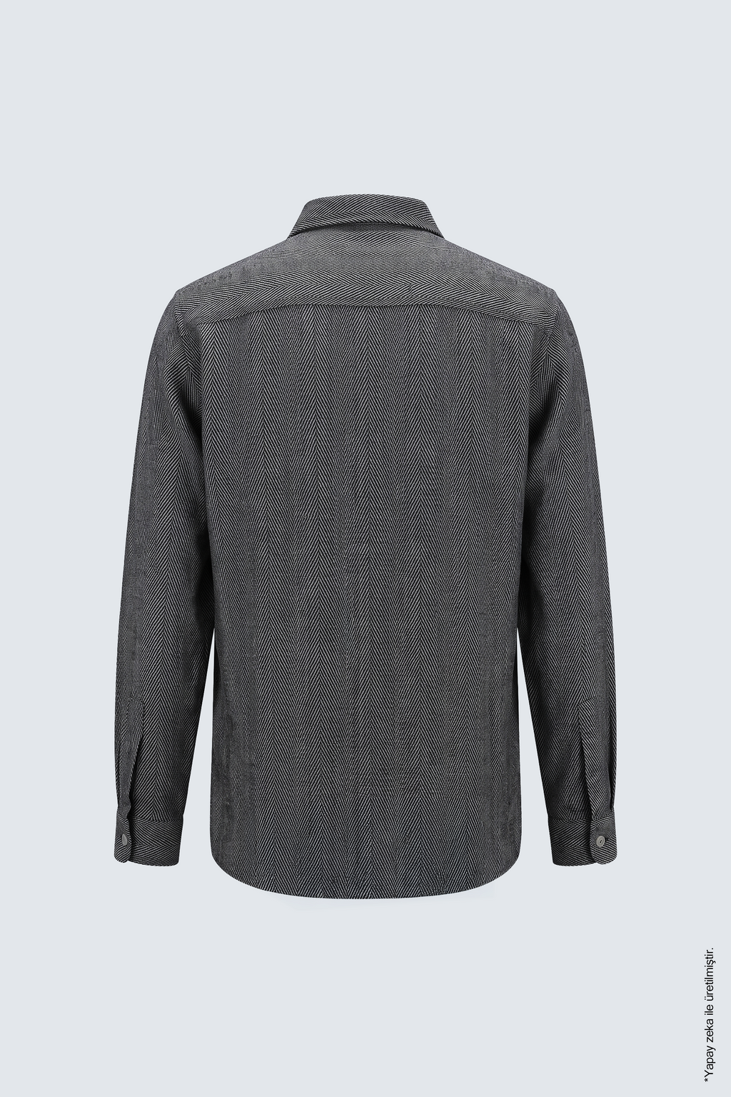 Antrasit Balıksırtı Pamuk Çift Cepli Erkek Overshirt