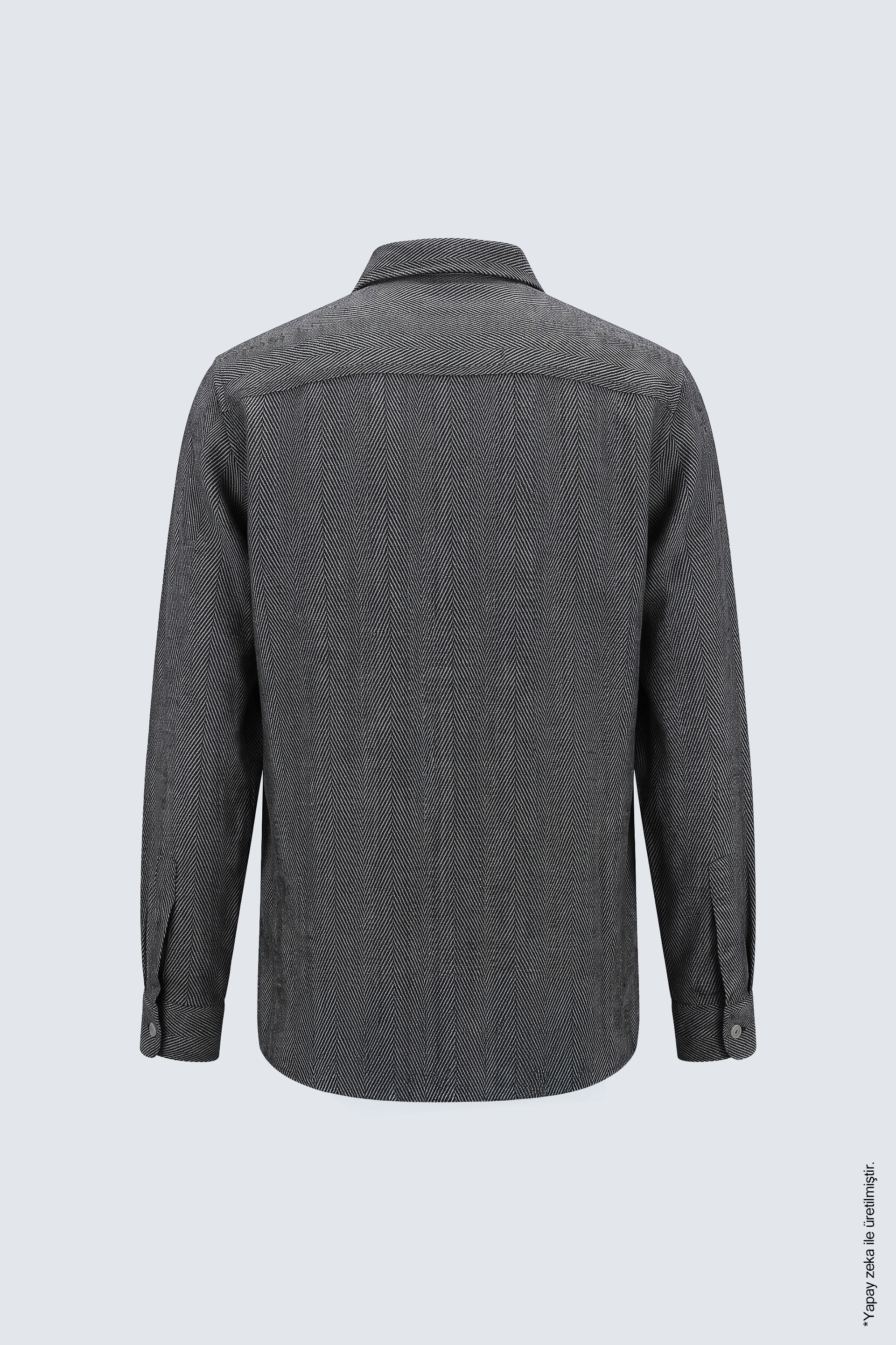 Antrasit Balıksırtı Pamuk Çift Cepli Erkek Overshirt