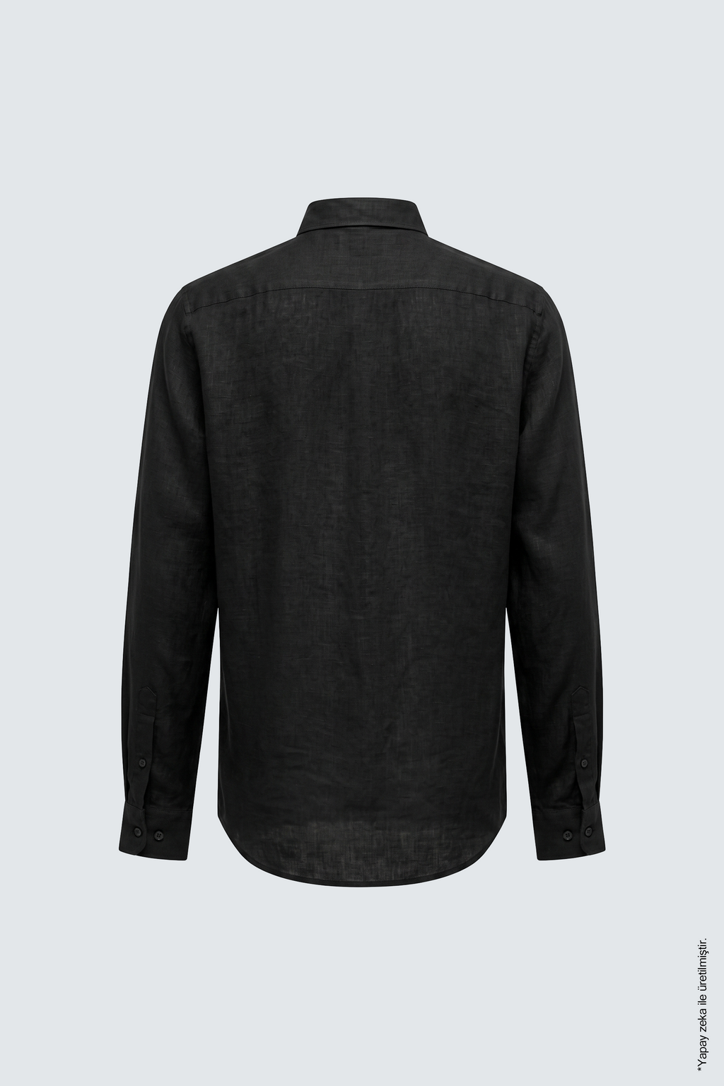 Siyah Keten Uzun Kollu Slim Fit Erkek Gömlek