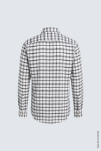 Beyaz Siyah Pamuk İnce Ekose Uzun Kollu Slim Fit Erkek Gömlek