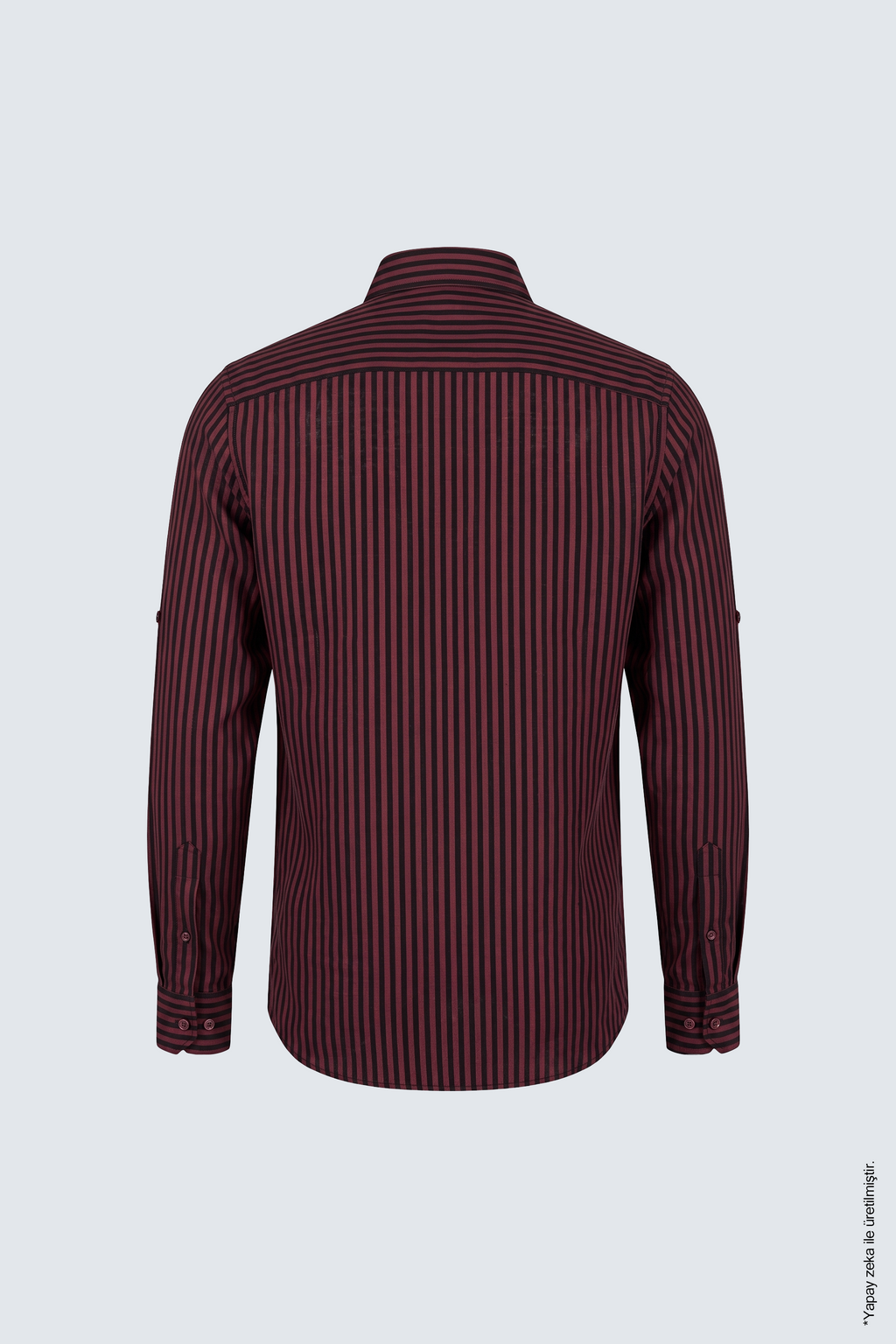 Bordo Siyah Dikey Çizgili Pamuk Uzun Kollu Slim Fit Erkek Gömlek