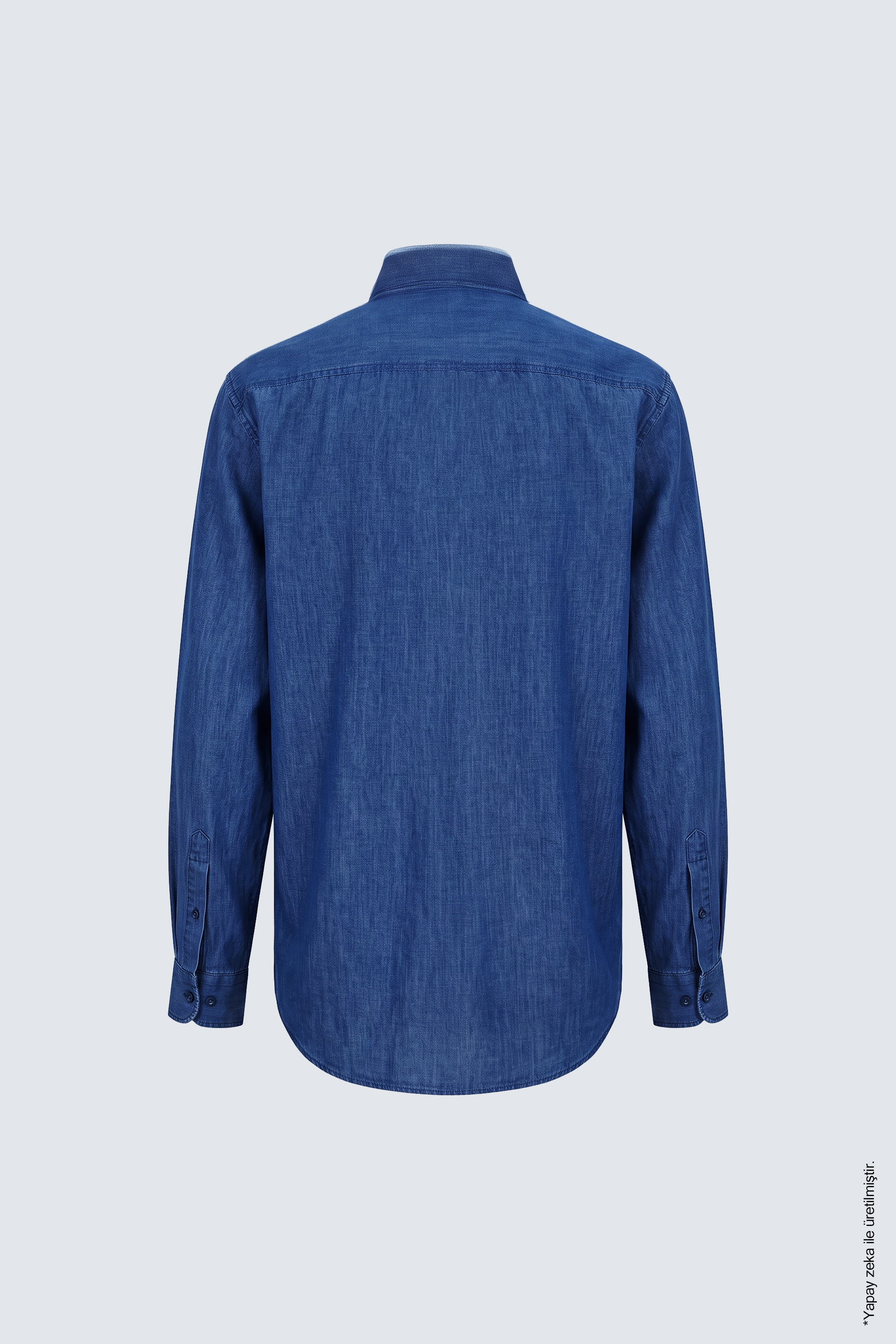 Mavi Denim Görünümlü Cepli Pamuk Regular Fıt Erkek Gömlek
