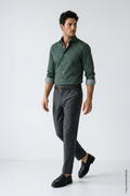 Koyu Yeşil Slim Fit Erkek Gömlek – Desenli Pamuk