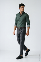 Koyu Yeşil Slim Fit Erkek Gömlek – Desenli Pamuk