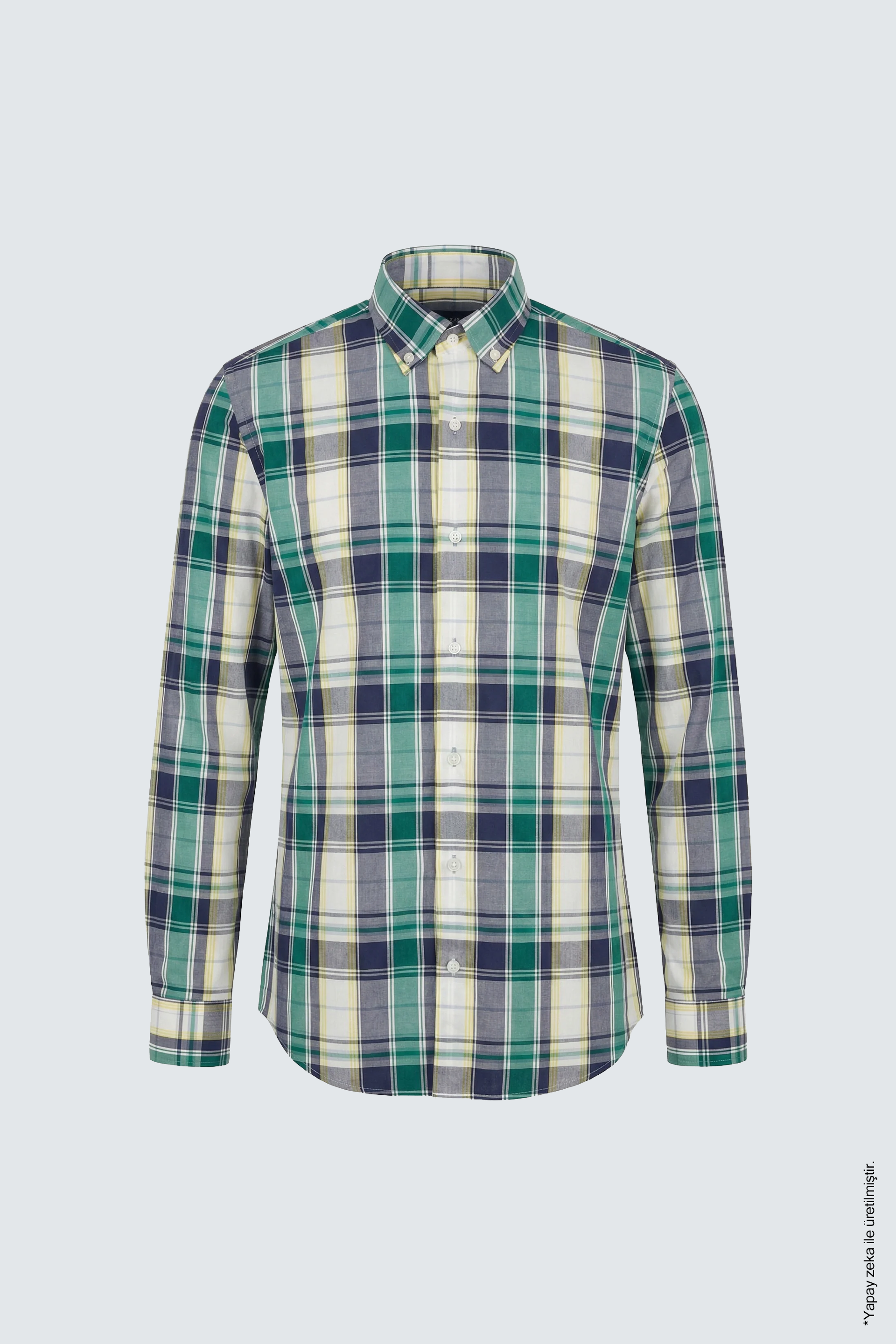 Açık Yeşil Slim Fit Erkek Gömlek – Ekose Pamuk