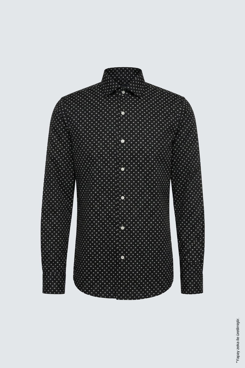 Siyah Slim Fit Erkek Gömlek – Desenli Pamuk