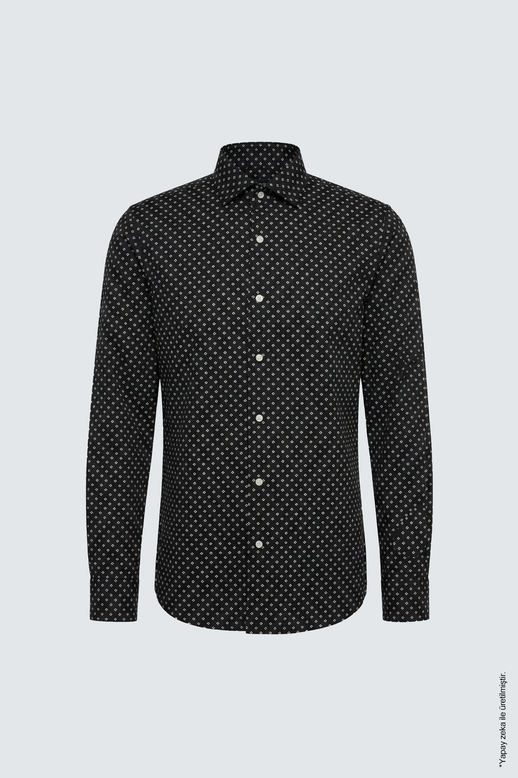 Siyah Slim Fit Erkek Gömlek – Desenli Pamuk