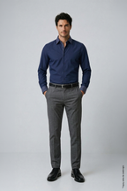 Slim Fit Erkek Gömlek – Kontrast Yaka Double Manşet