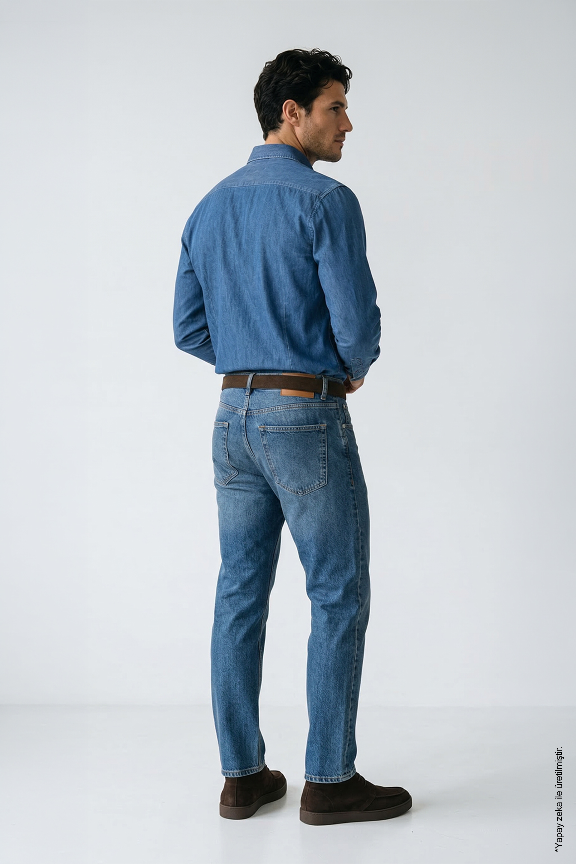 İndigo Denim Erkek Gömlek – Regular Fit Düğmeli Yaka