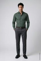 Koyu Yeşil Slim Fit Erkek Gömlek – Desenli Pamuk