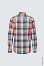 Kırmızı Lacivert Slim Fit Erkek Gömlek – Ekose Pamuk