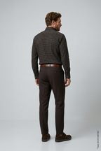Siyah Uzun Kol Slim Fit Desenli Pamuk Erkek Gömlek