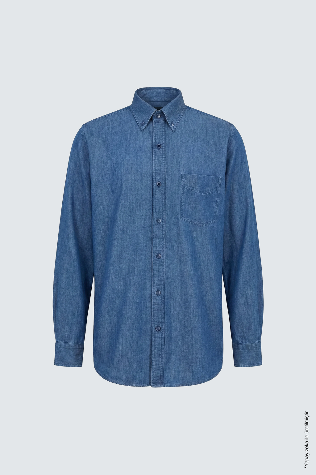 İndigo Denim Erkek Gömlek – Regular Fit Düğmeli Yaka