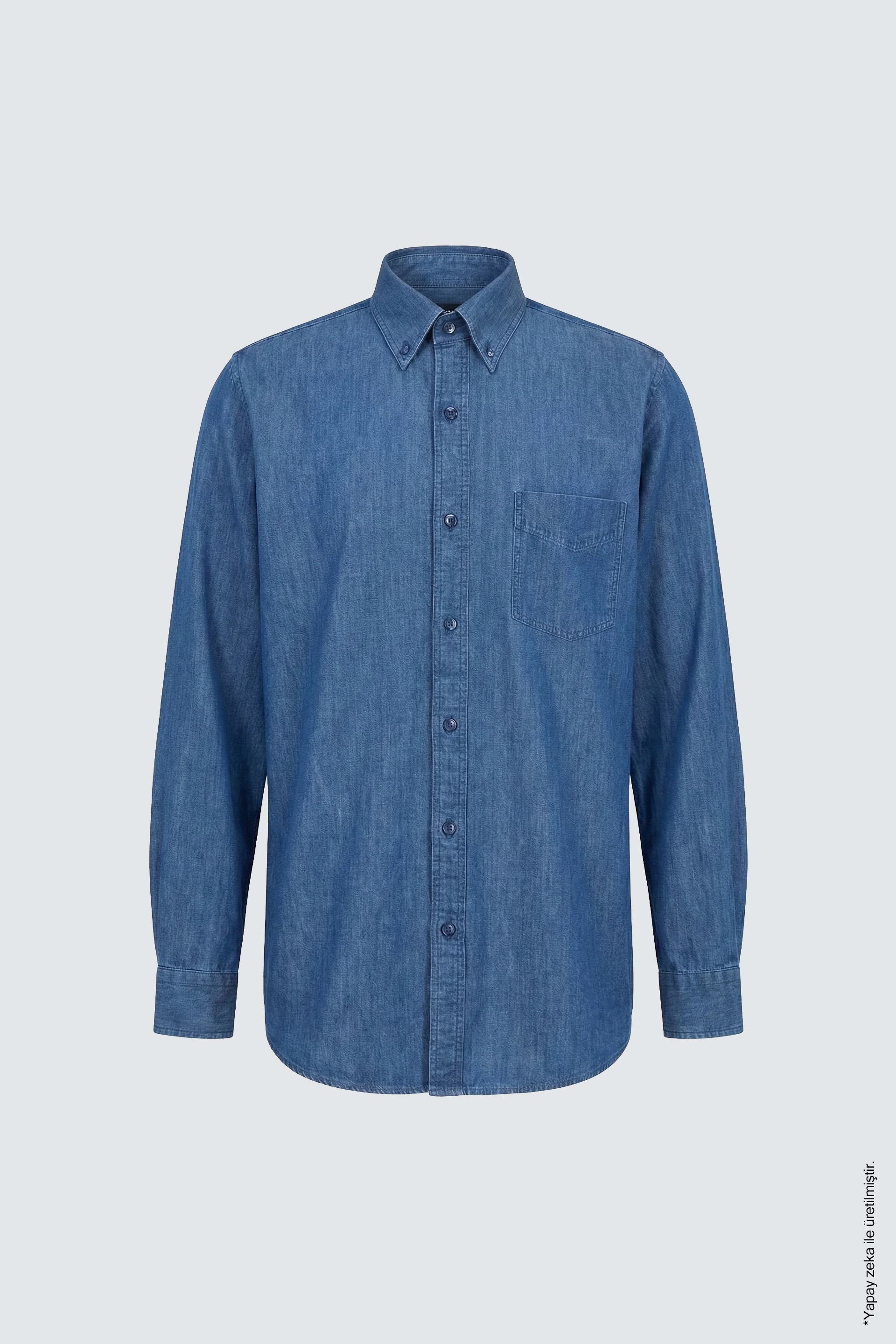 İndigo Denim Erkek Gömlek – Regular Fit Düğmeli Yaka