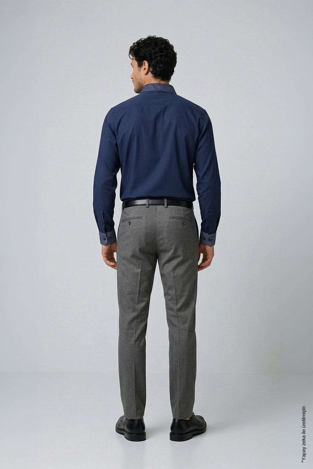 Slim Fit Erkek Gömlek – Kontrast Yaka Double Manşet