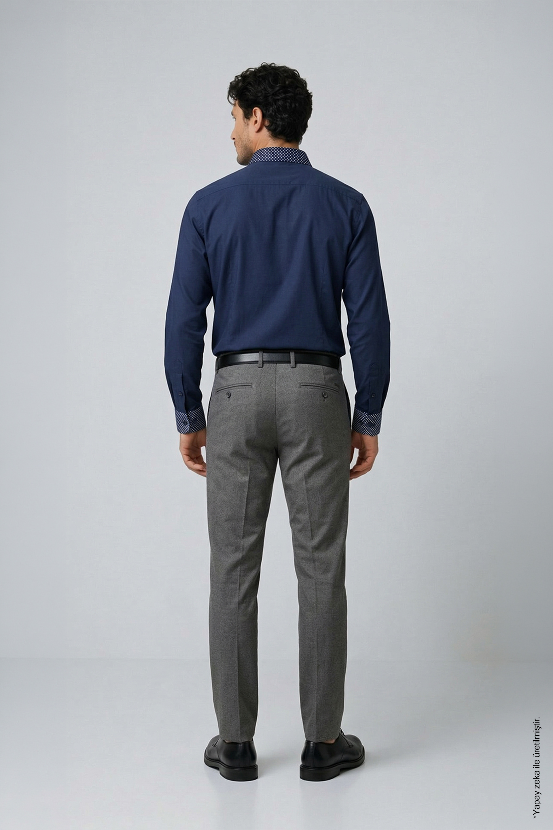 Slim Fit Erkek Gömlek – Kontrast Yaka Double Manşet