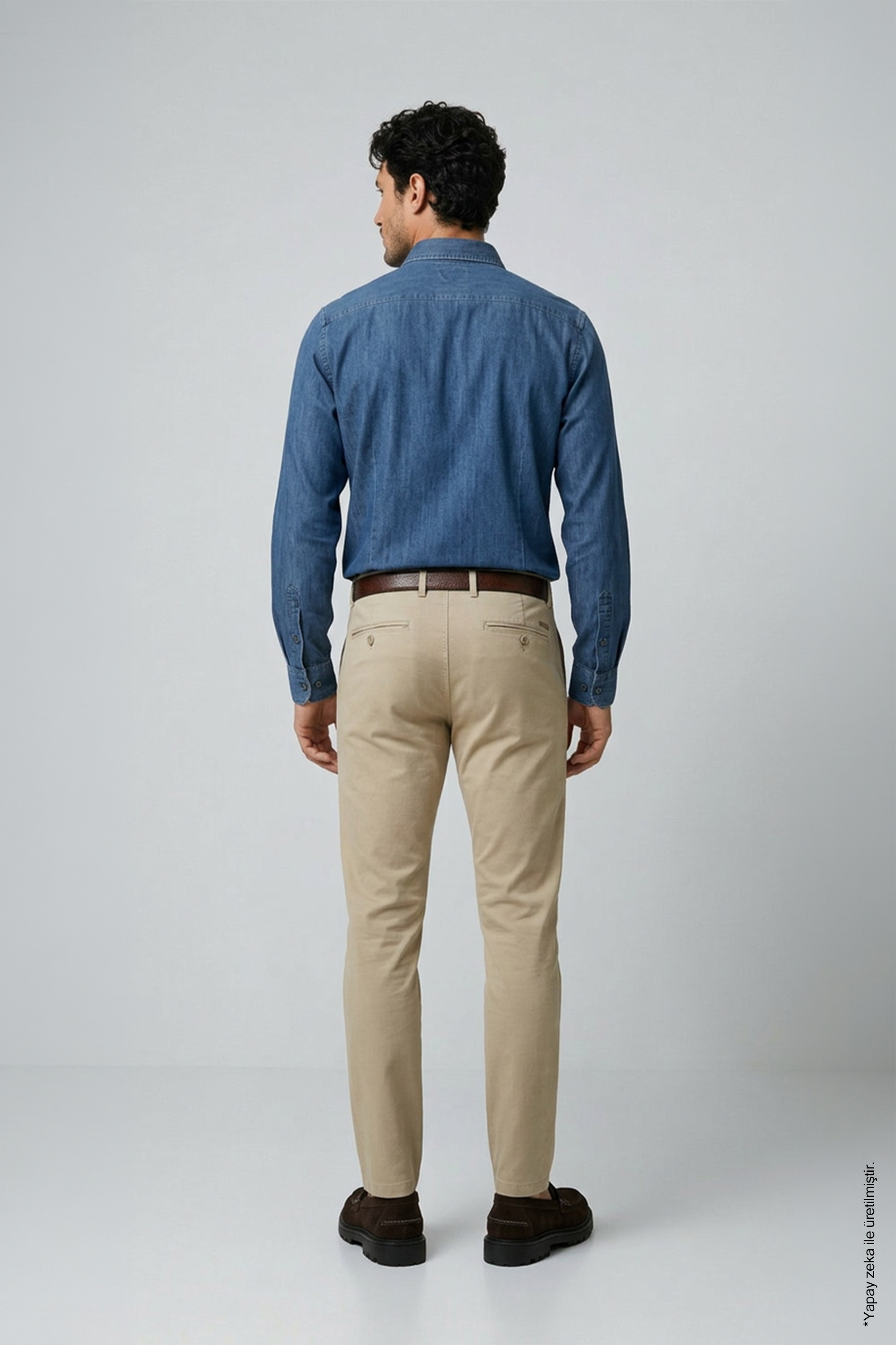 İndigo Denim Slim Fit Erkek Gömlek – Düğmeli Yaka