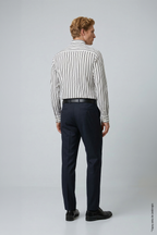 Siyah Çizgili Erkek Gömlek – Slim Fit Pamuk