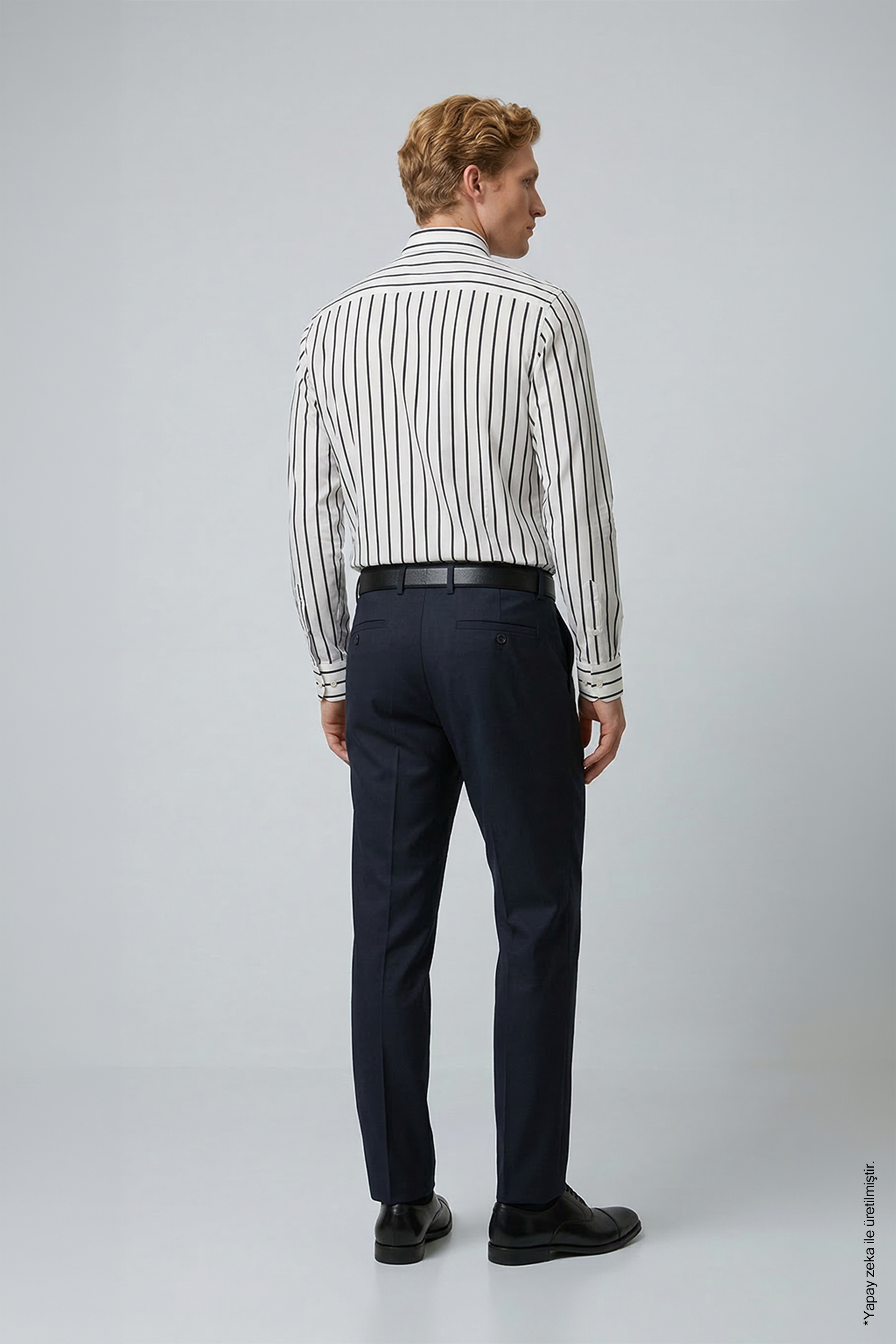 Siyah Çizgili Erkek Gömlek – Slim Fit Pamuk