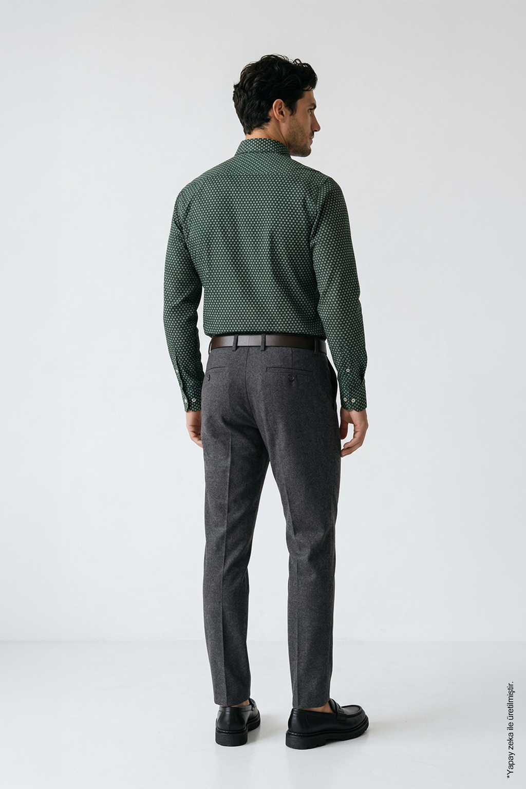 Koyu Yeşil Slim Fit Erkek Gömlek – Desenli Pamuk