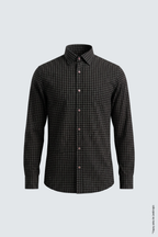 Siyah Uzun Kol Slim Fit Desenli Pamuk Erkek Gömlek