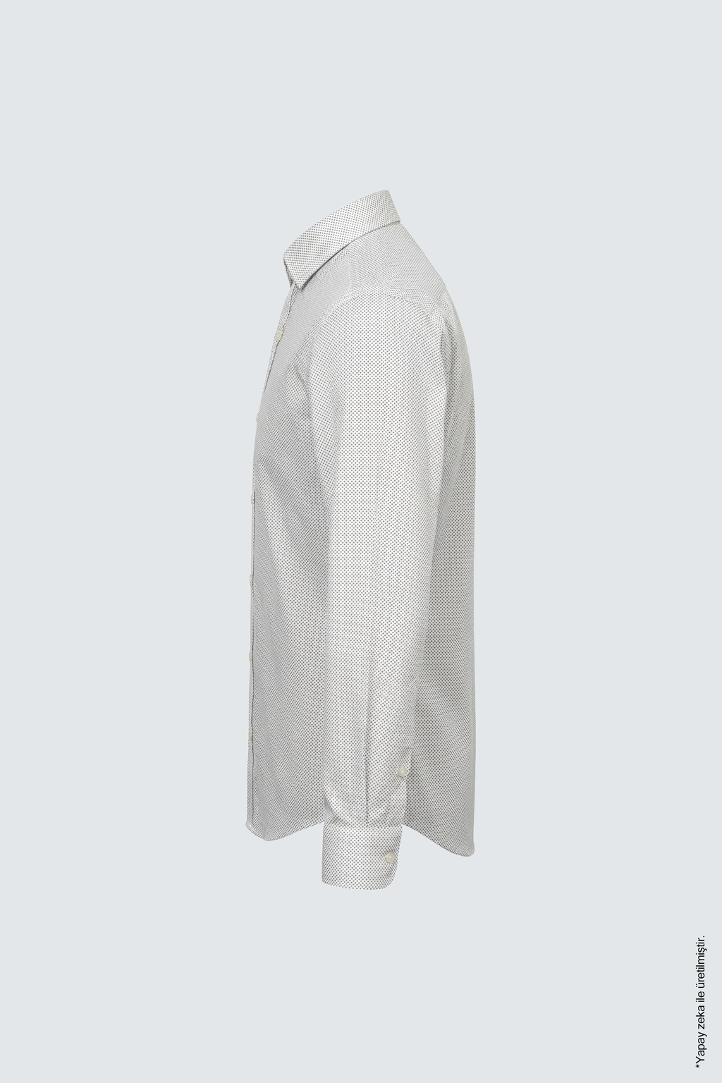 Beyaz Slim Fit Erkek Gömlek – Baskılı Pamuk Düğmeli Yaka