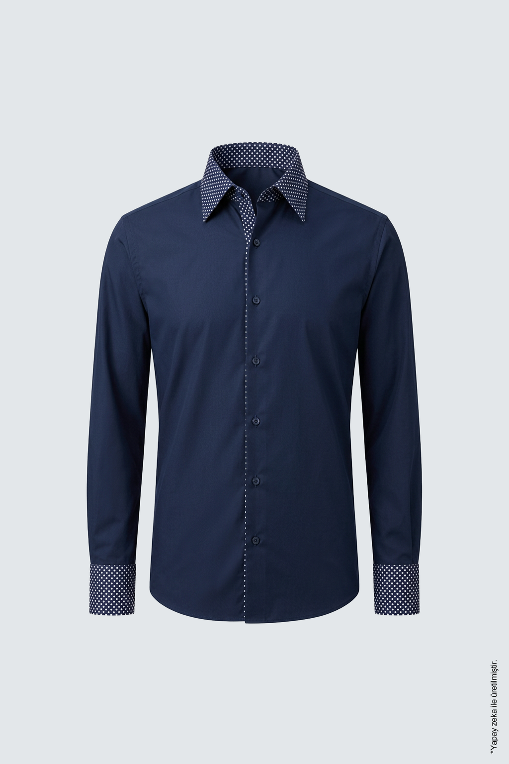 Slim Fit Erkek Gömlek – Kontrast Yaka Double Manşet