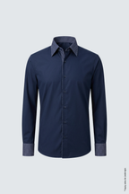 Slim Fit Erkek Gömlek – Kontrast Yaka Double Manşet