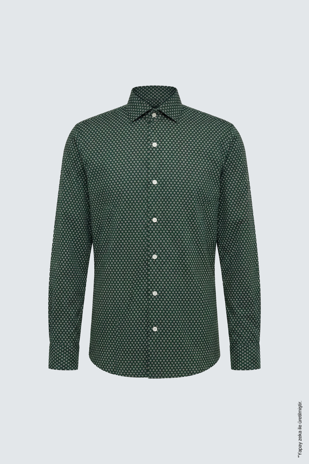 Koyu Yeşil Slim Fit Erkek Gömlek – Desenli Pamuk