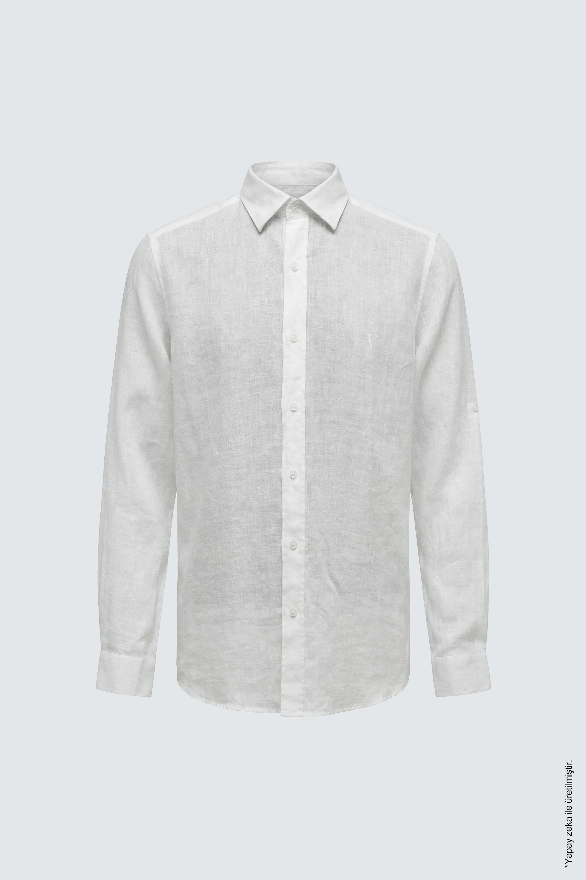 Beyaz Slim Fit Erkek Gömlek – Keten Yazlık