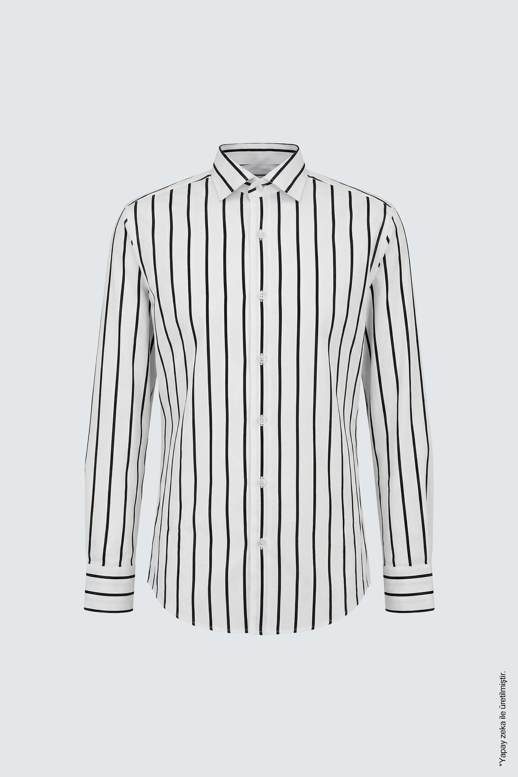 Siyah Çizgili Erkek Gömlek – Slim Fit Pamuk