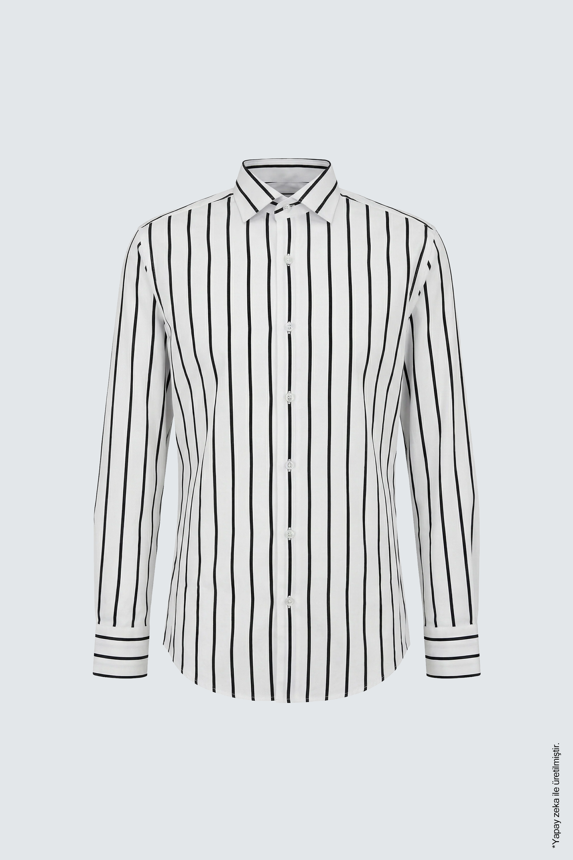 Siyah Çizgili Erkek Gömlek – Slim Fit Pamuk