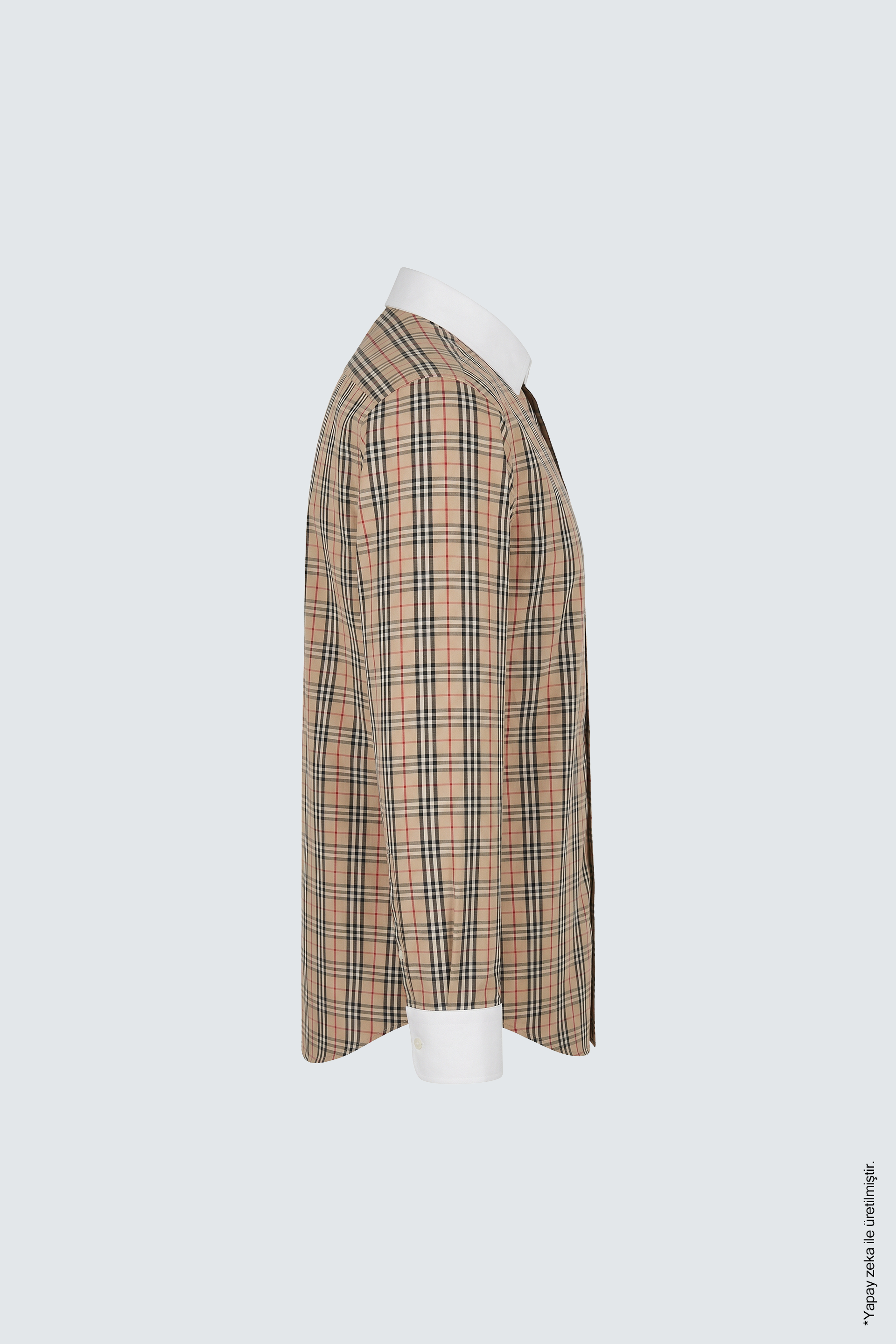 Slim Fit Erkek Gömlek – Ekose Kontrast Yaka Pamuk