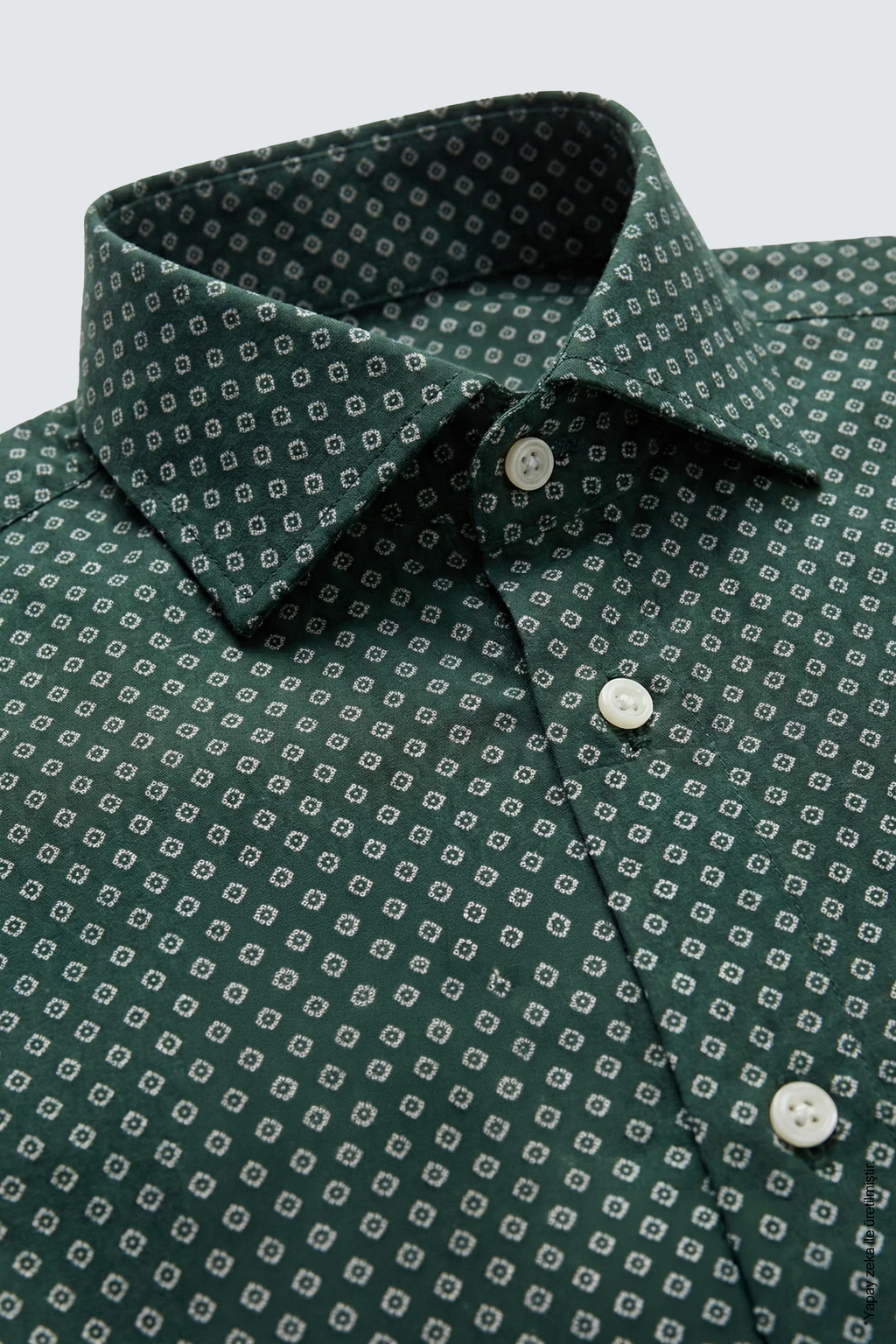 Koyu Yeşil Slim Fit Erkek Gömlek – Desenli Pamuk