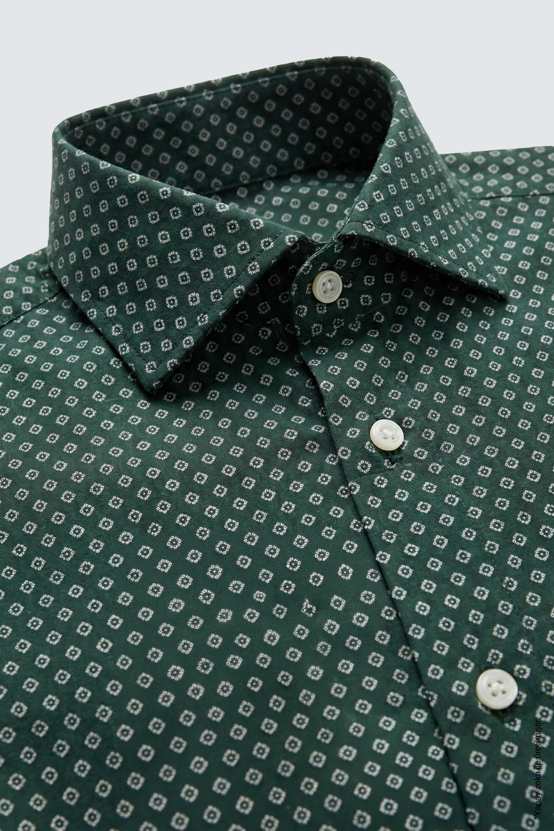 Koyu Yeşil Slim Fit Erkek Gömlek – Desenli Pamuk
