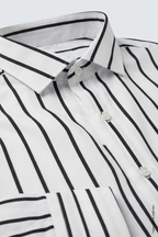 Siyah Çizgili Erkek Gömlek – Slim Fit Pamuk