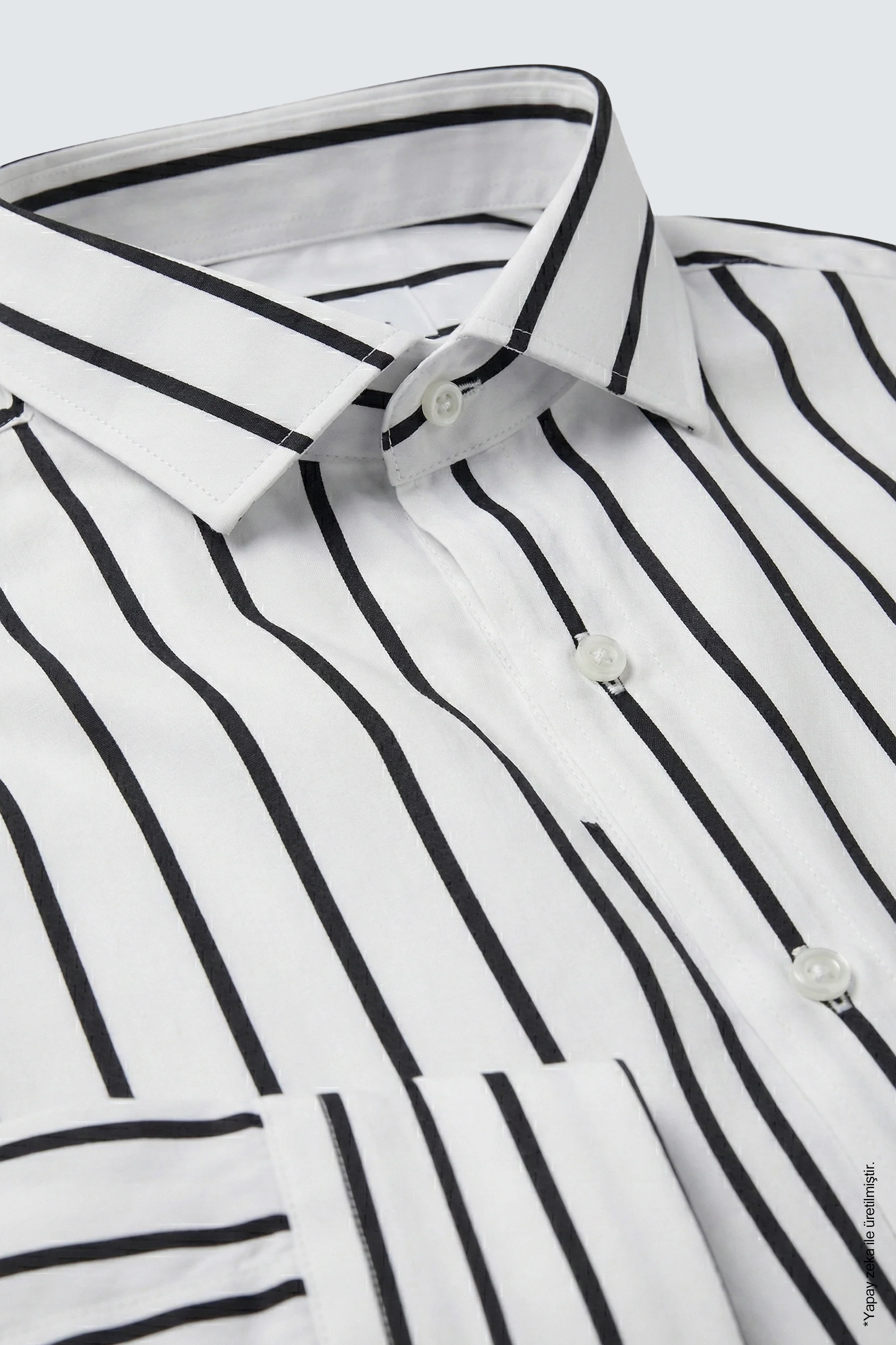 Siyah Çizgili Erkek Gömlek – Slim Fit Pamuk