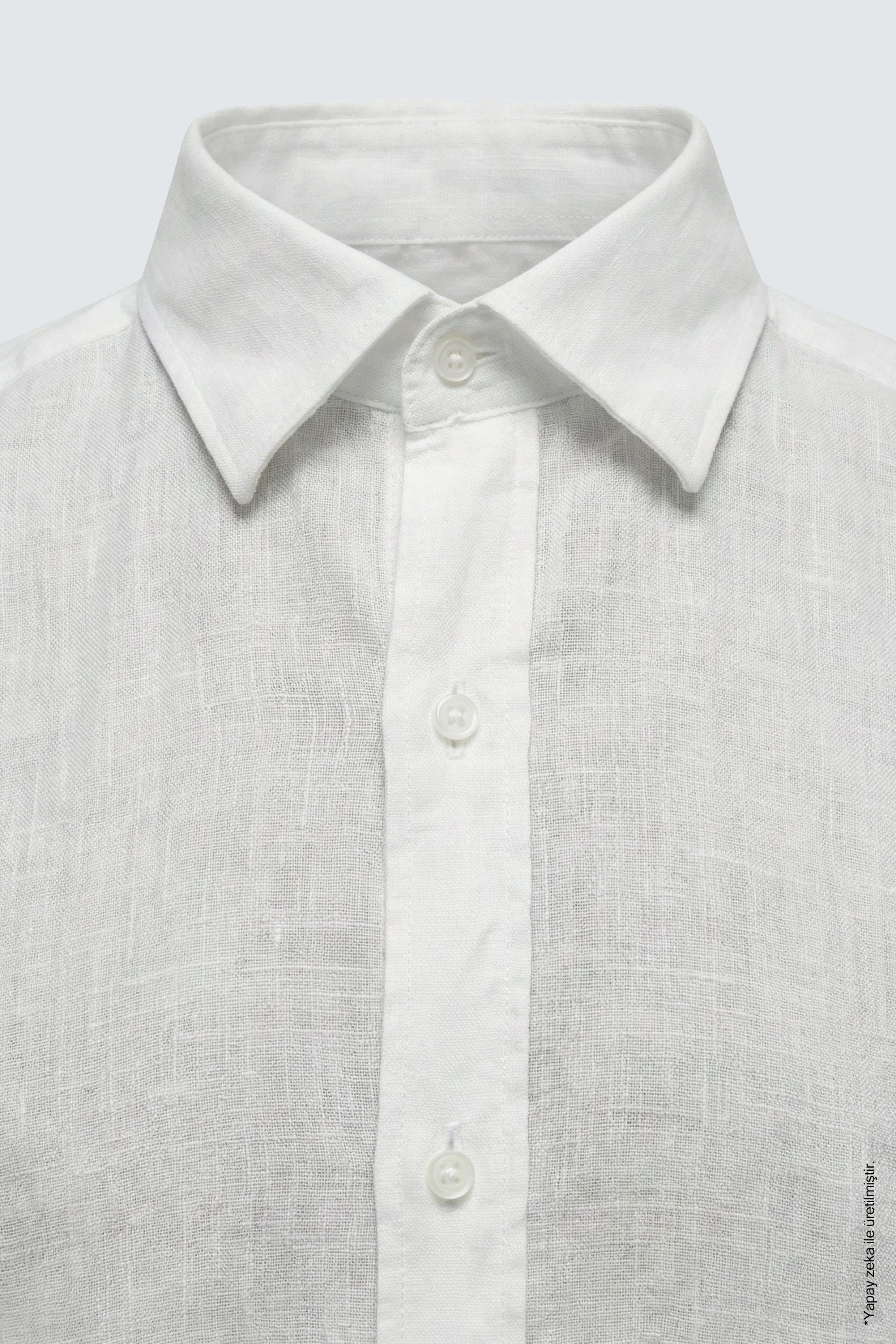 Beyaz Slim Fit Erkek Gömlek – Keten Yazlık