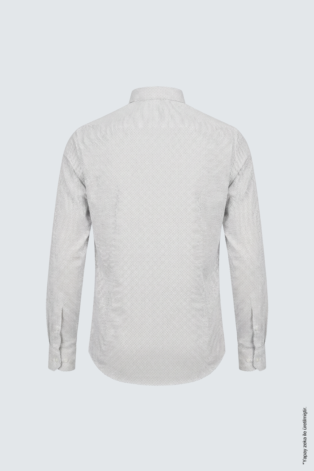 Beyaz Slim Fit Erkek Gömlek – Baskılı Pamuk Düğmeli Yaka