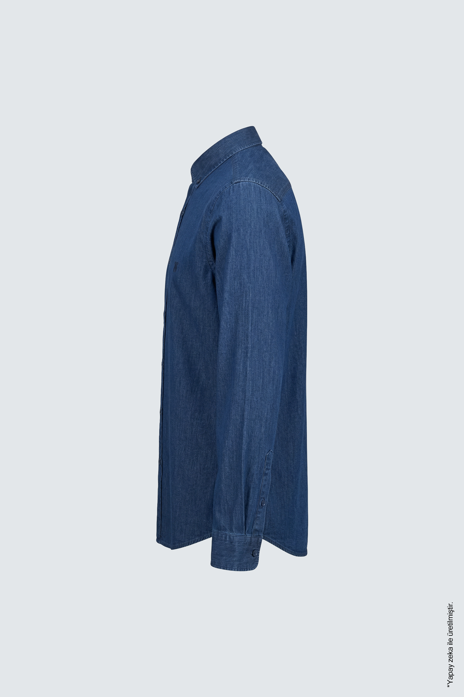 İndigo Denim Slim Fit Erkek Gömlek – Düğmeli Yaka