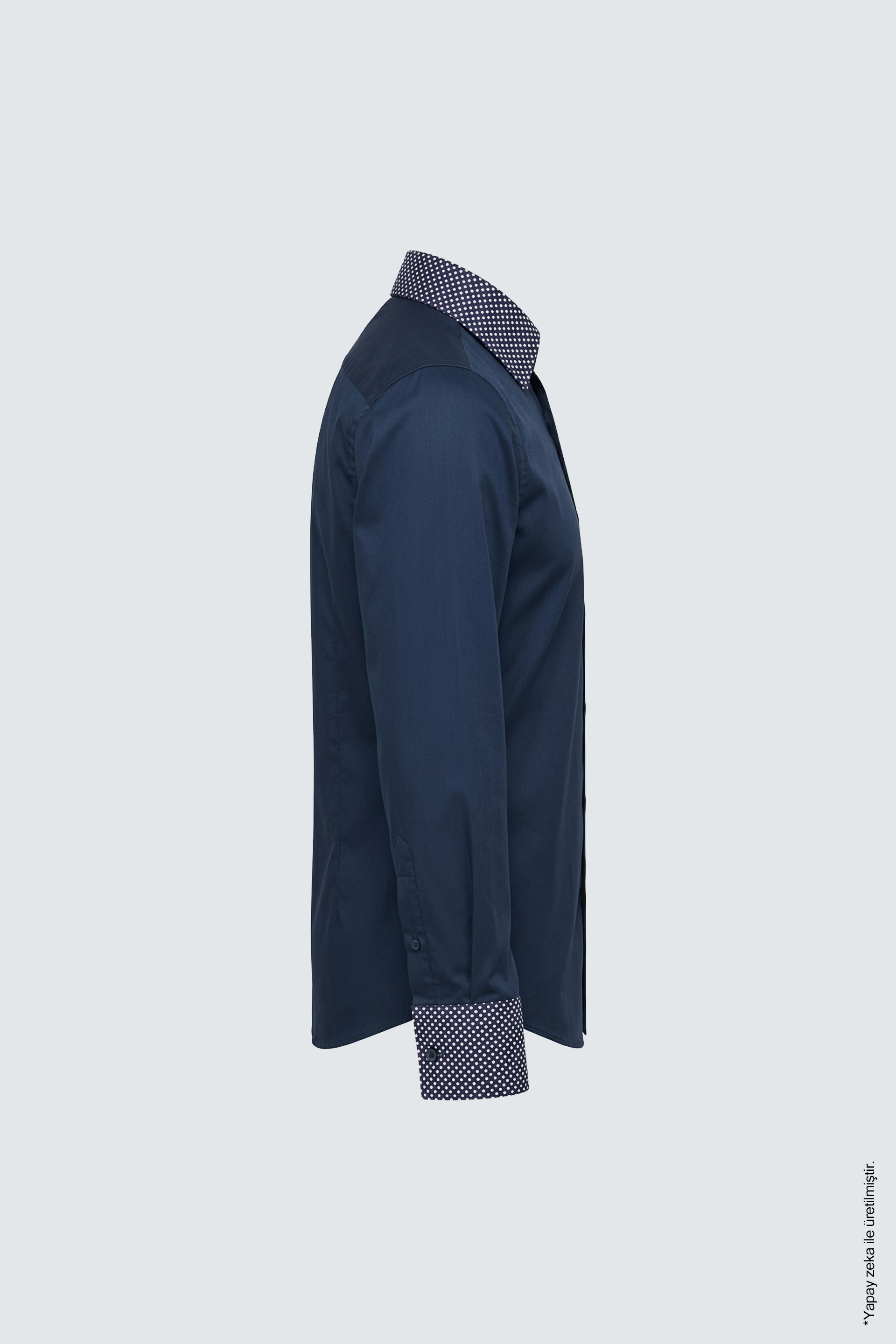 Slim Fit Erkek Gömlek – Kontrast Yaka Double Manşet