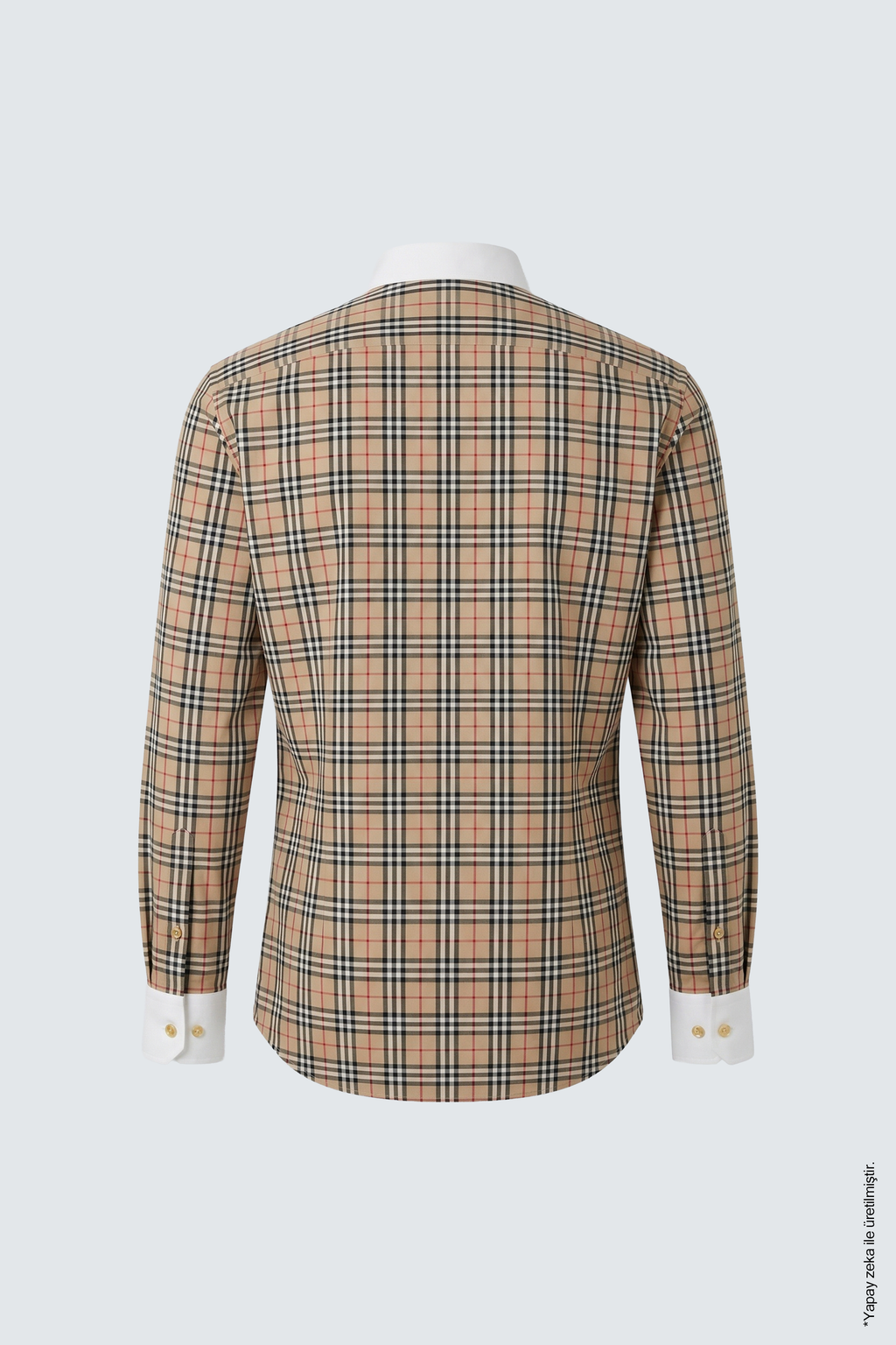 Slim Fit Erkek Gömlek – Ekose Kontrast Yaka Pamuk
