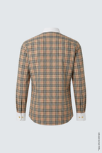 Slim Fit Erkek Gömlek – Ekose Kontrast Yaka Pamuk